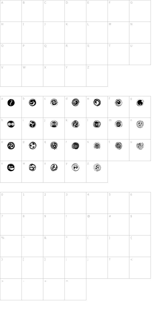 Spirals character map