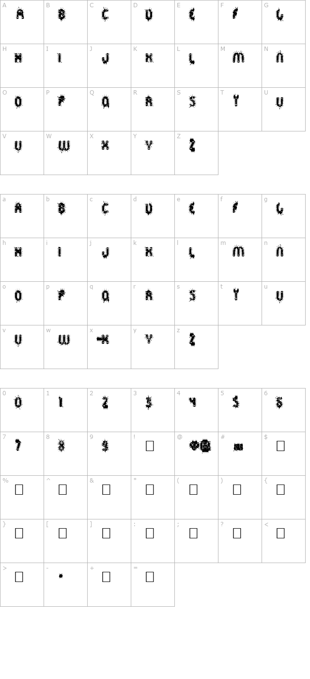 Spräckaren character map