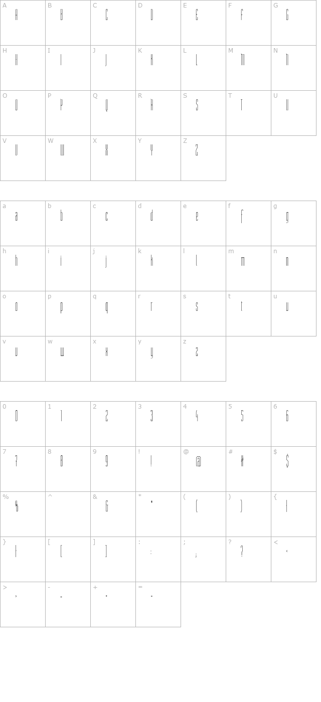 ST Moviehead Ultra-condensed Medium character map