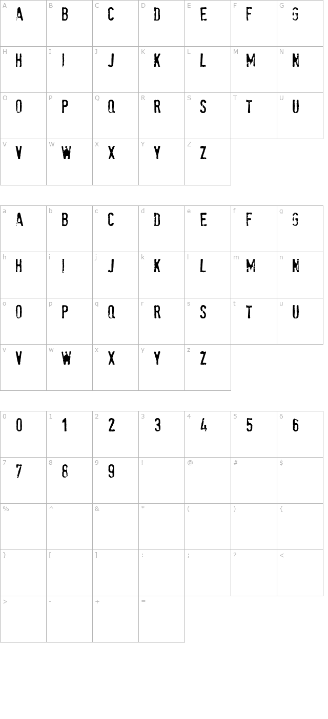 stamPete OTF character map