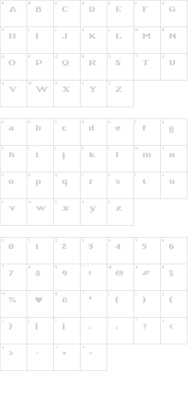 Starry Stitch character map