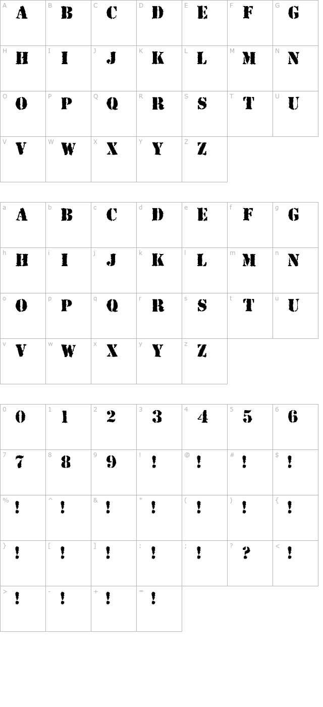 stencil-grungy character map