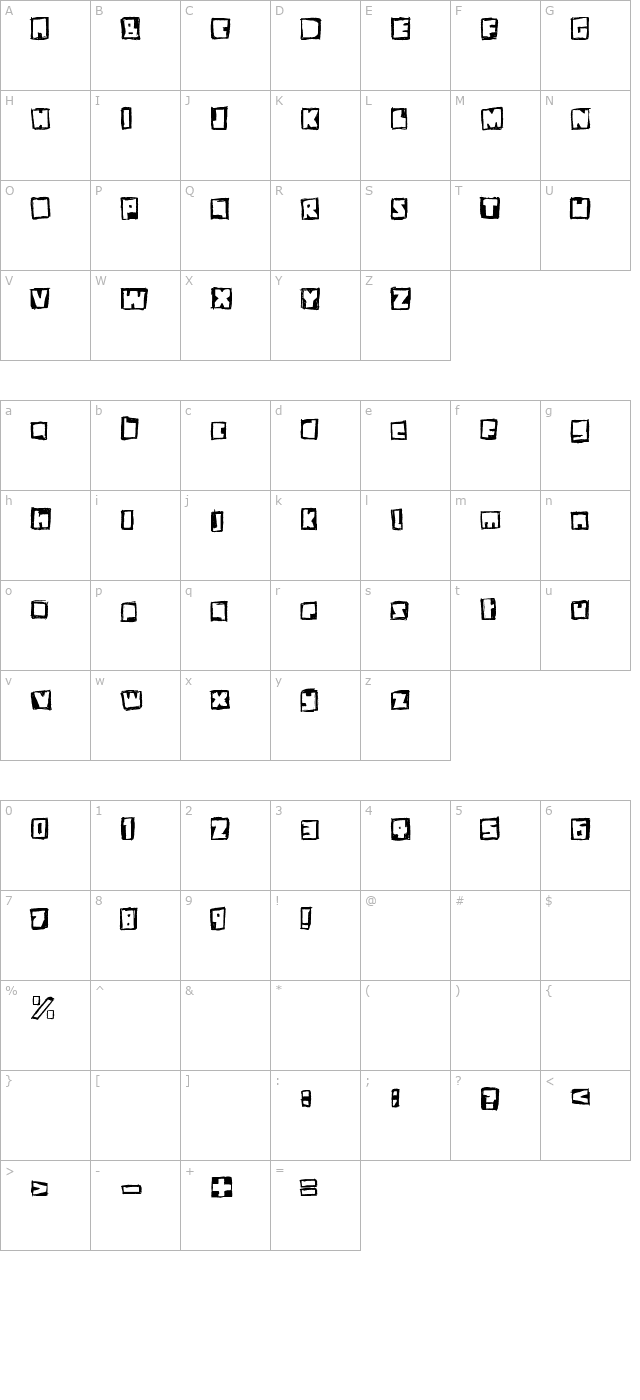 Stiff Neck character map