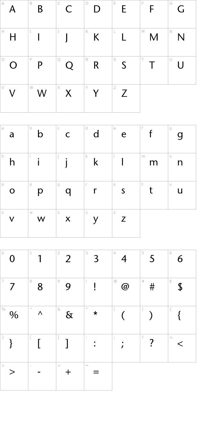 stonesans-otf character map