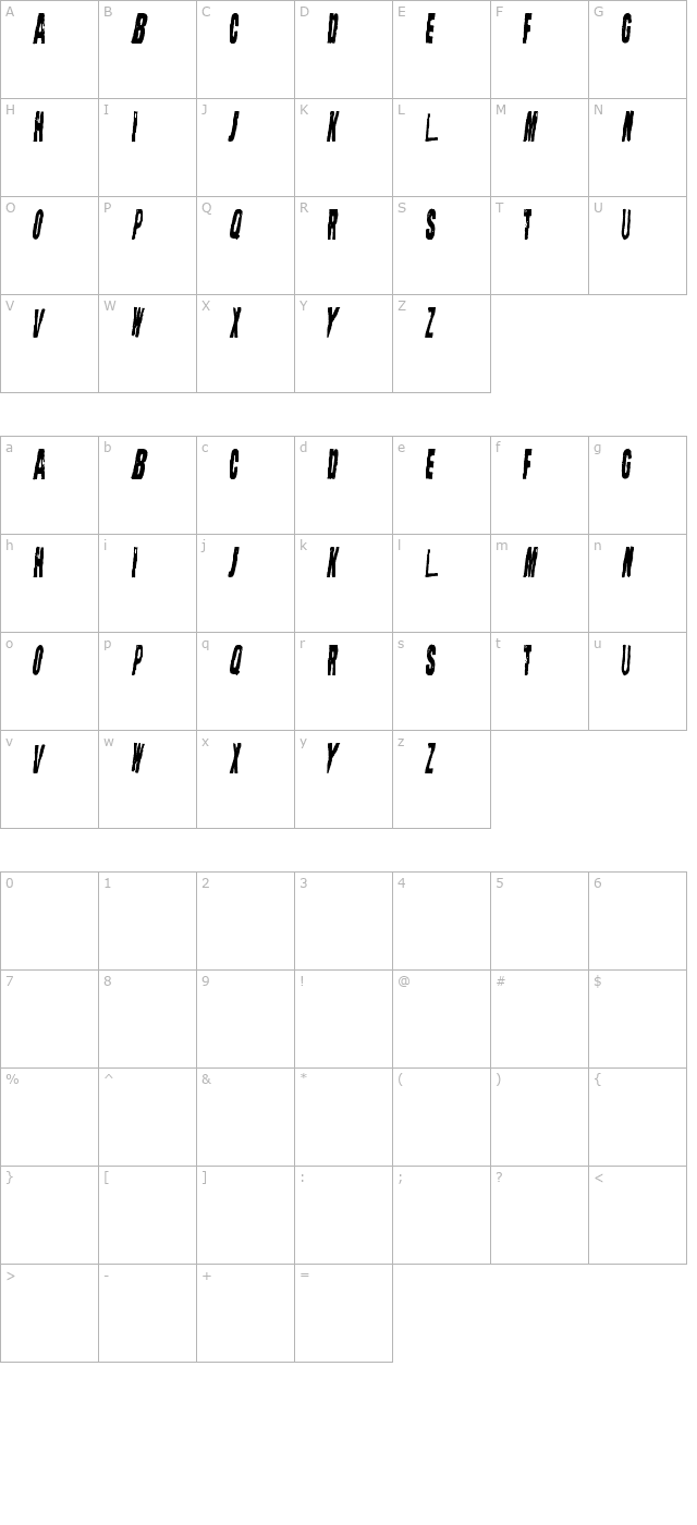 straight-face character map