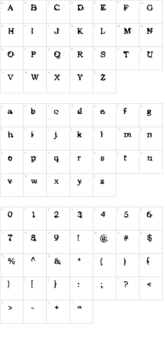 struck-dead character map