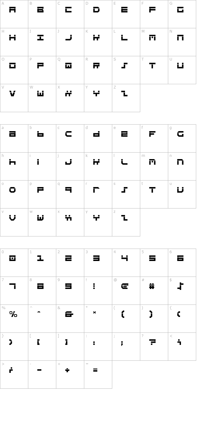 Stuntman Laser character map