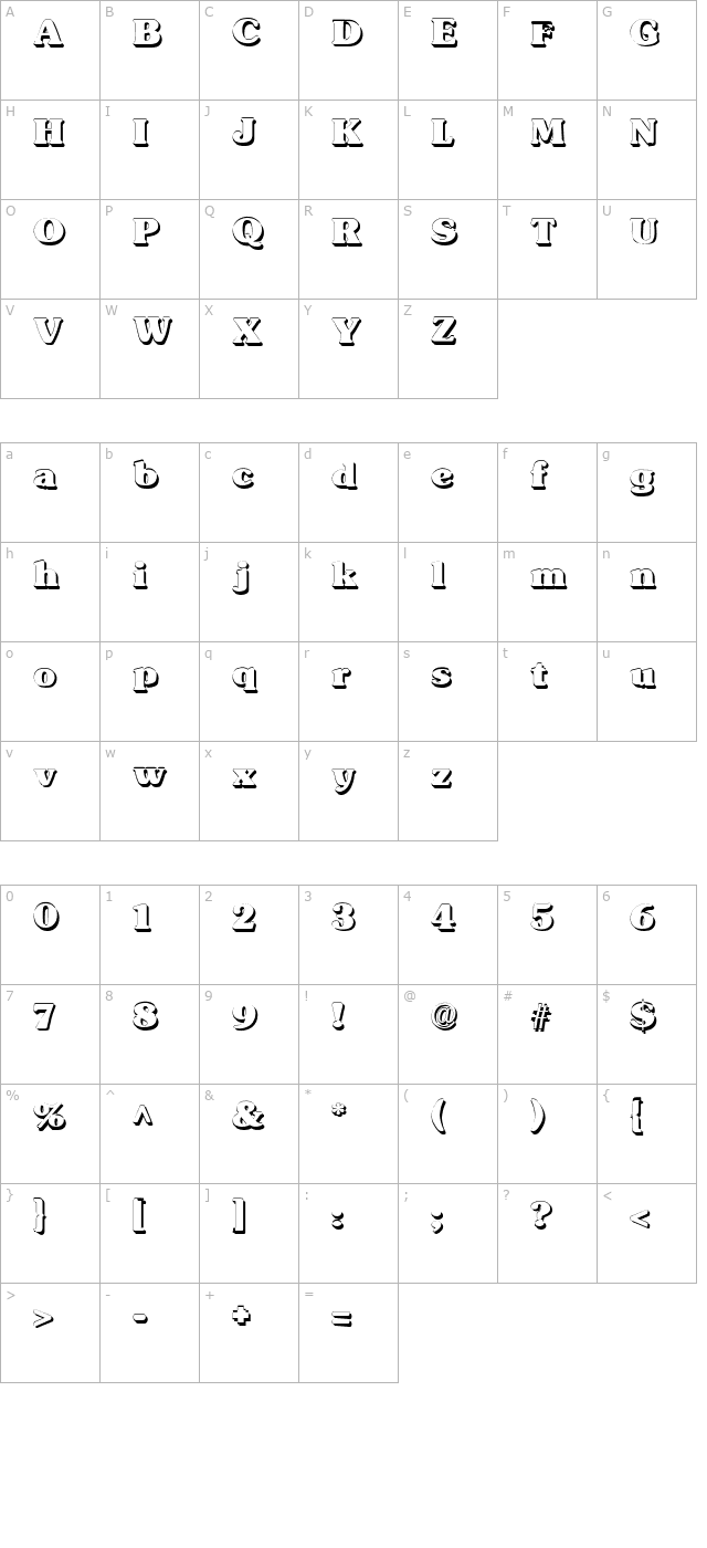 Subway Shadow character map