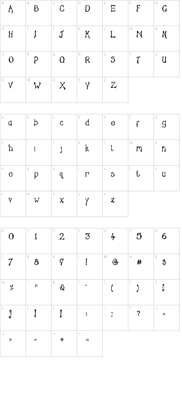 tampys-font character map