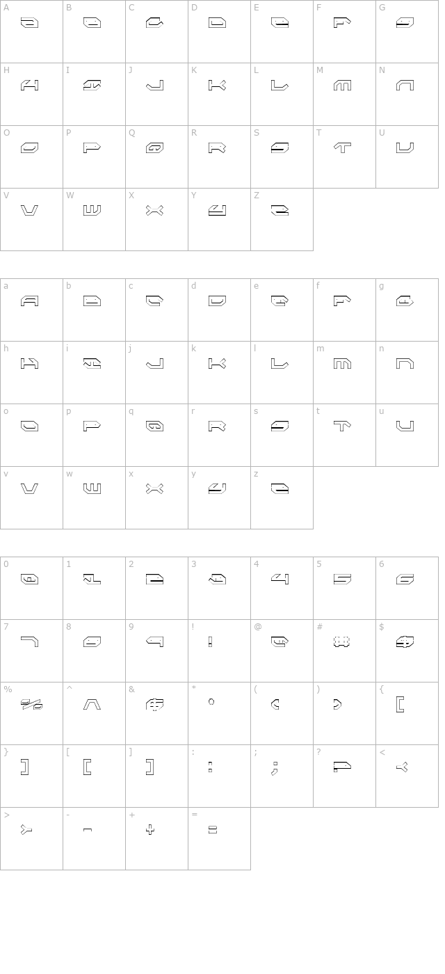 Taskforce Condensed Outline character map