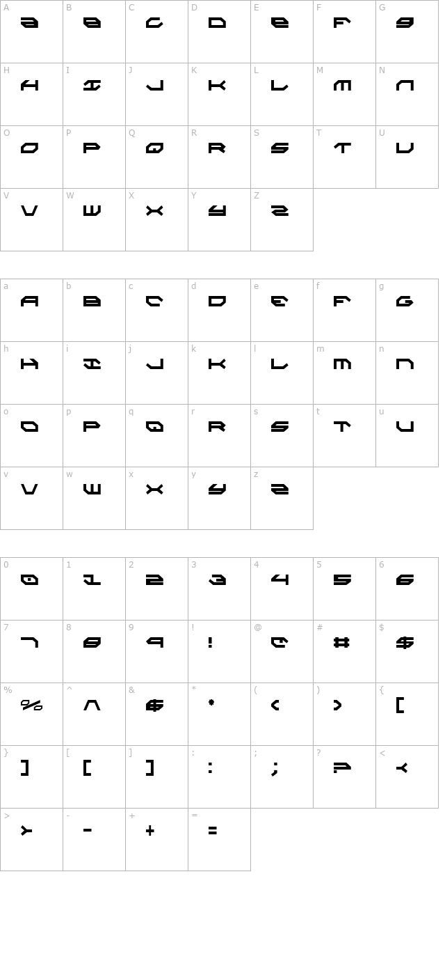 Taskforce Condensed character map