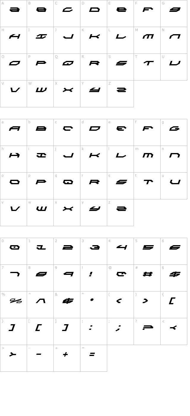 taskforce-italic character map