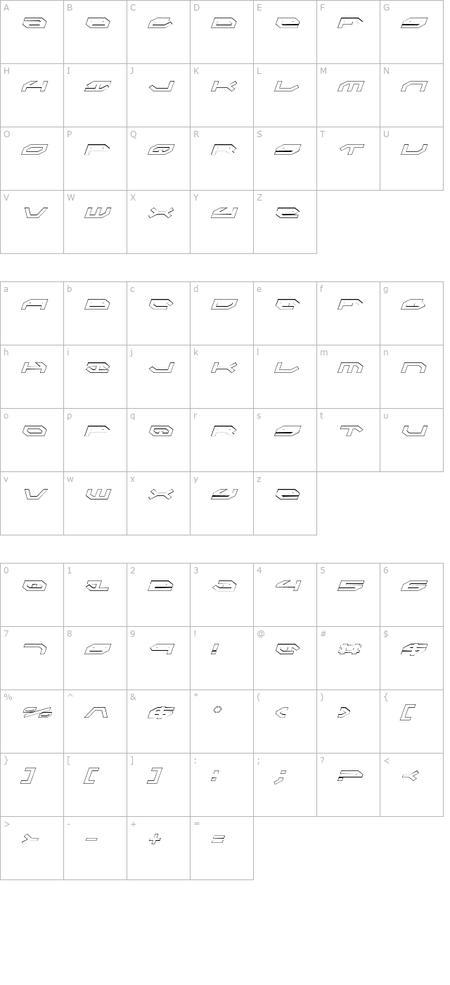 taskforce-outline-italic character map