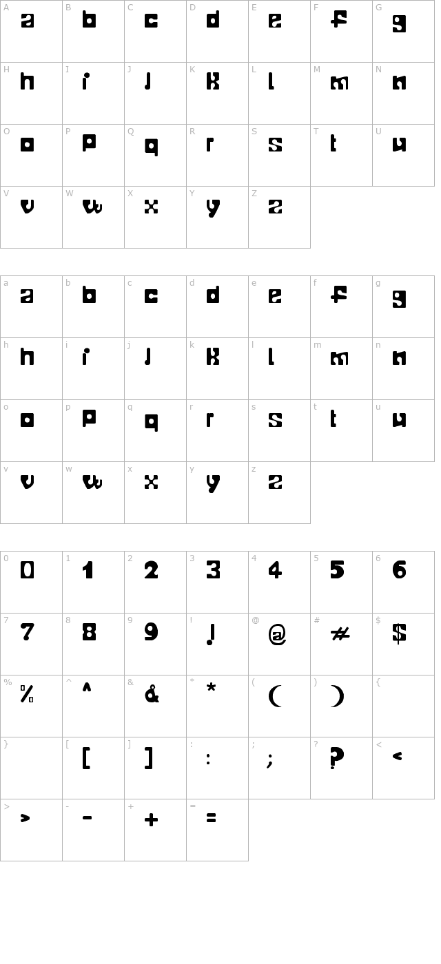 Telopone character map