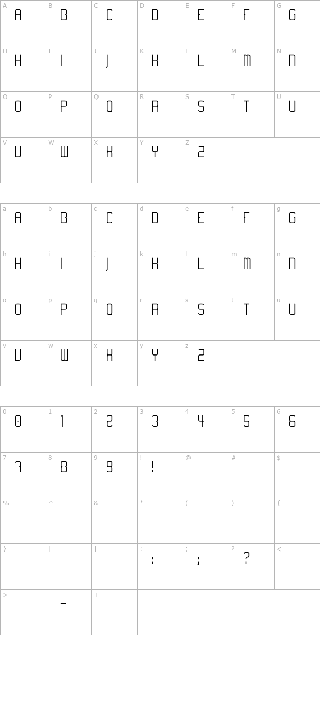 Temanotica character map