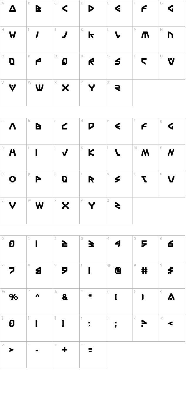 terra-firma-bold character map