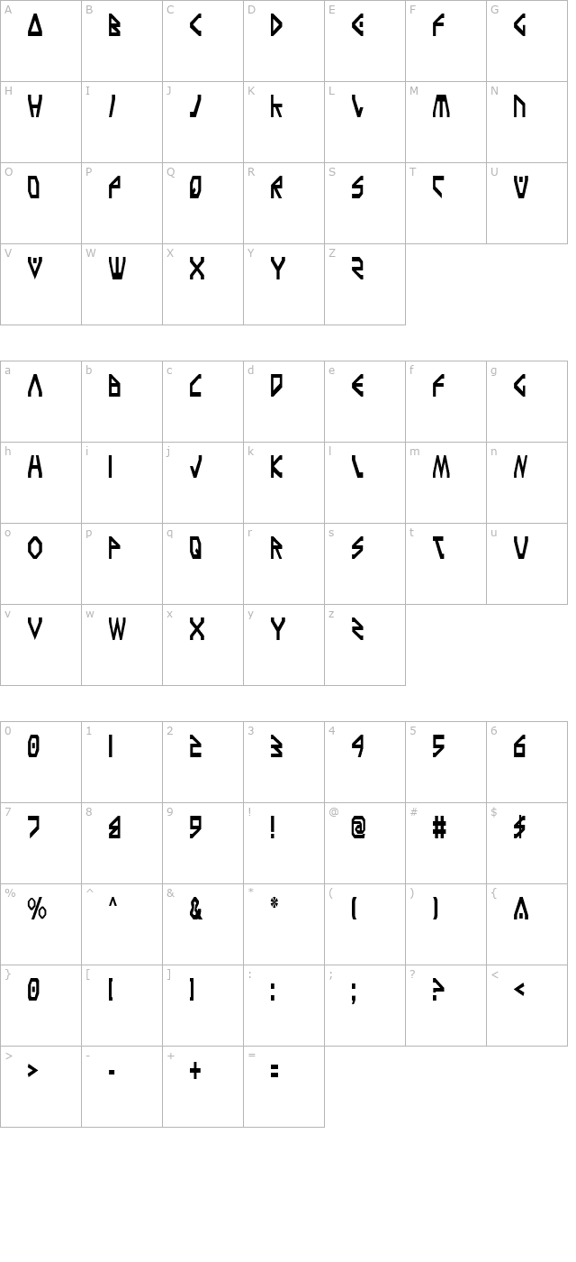 terra-firma-condensed character map