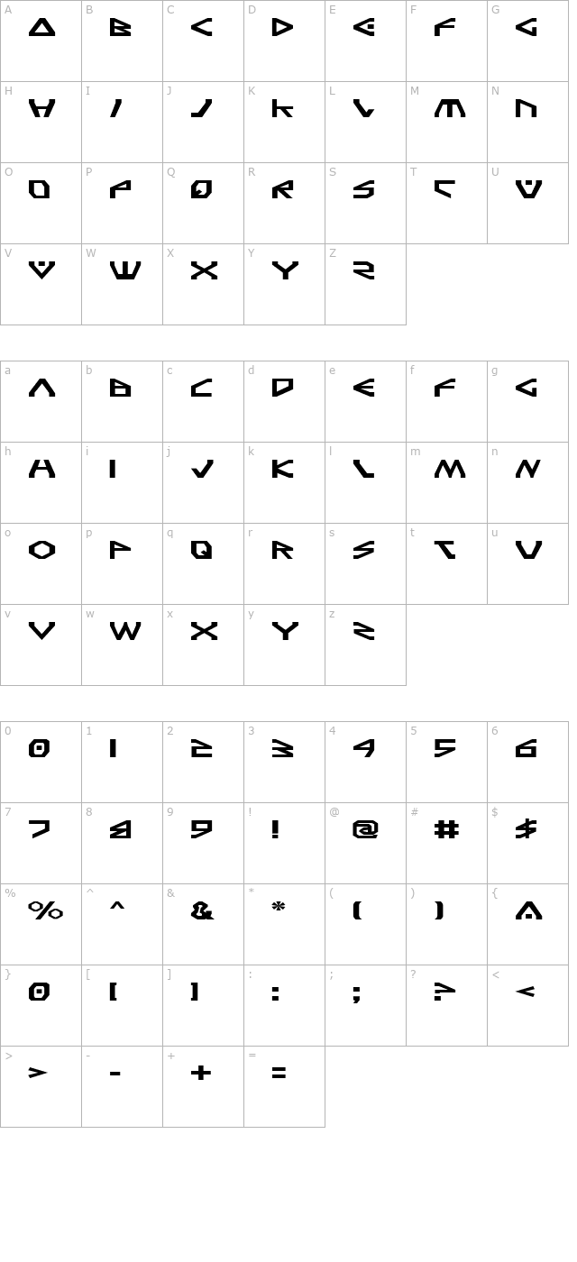 Terra Firma Expanded character map