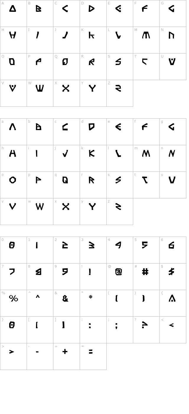 Terra Firma Rough character map