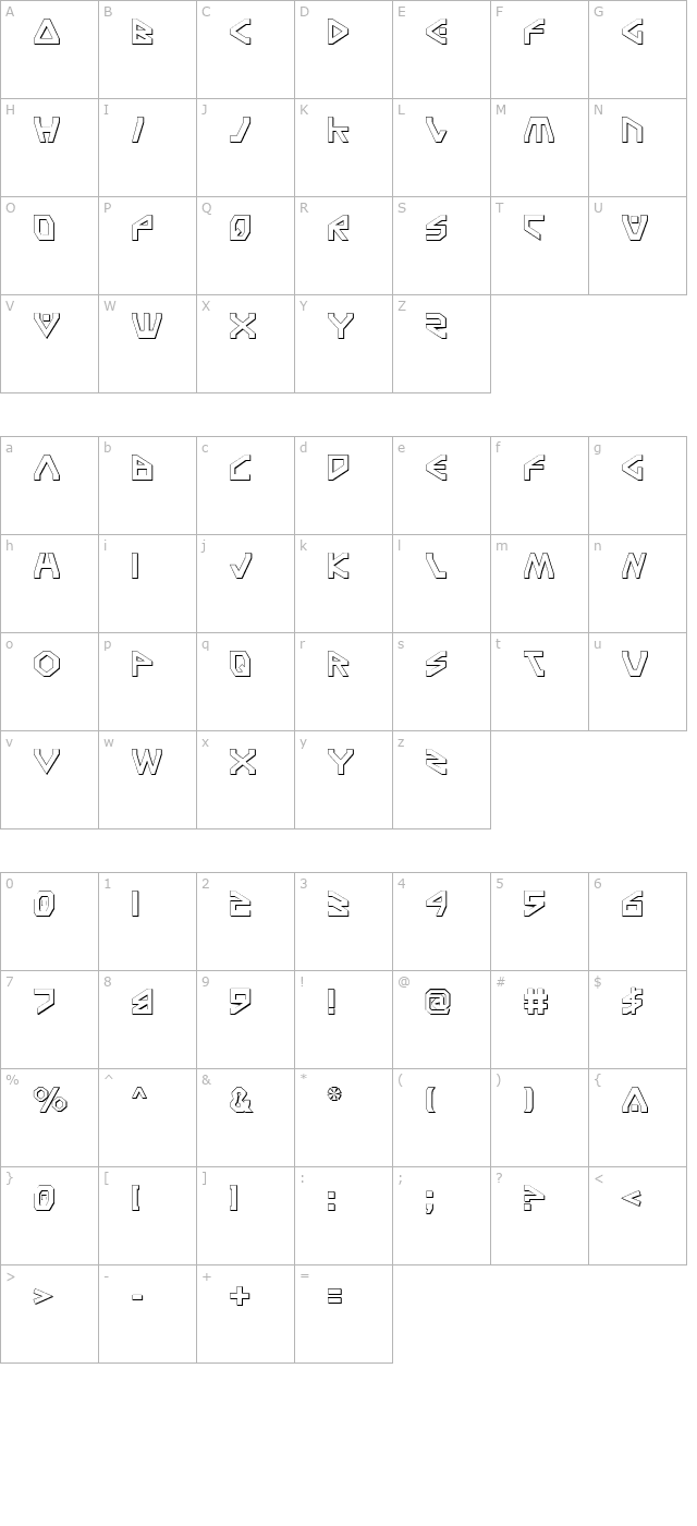 Terra Firma Shadow character map