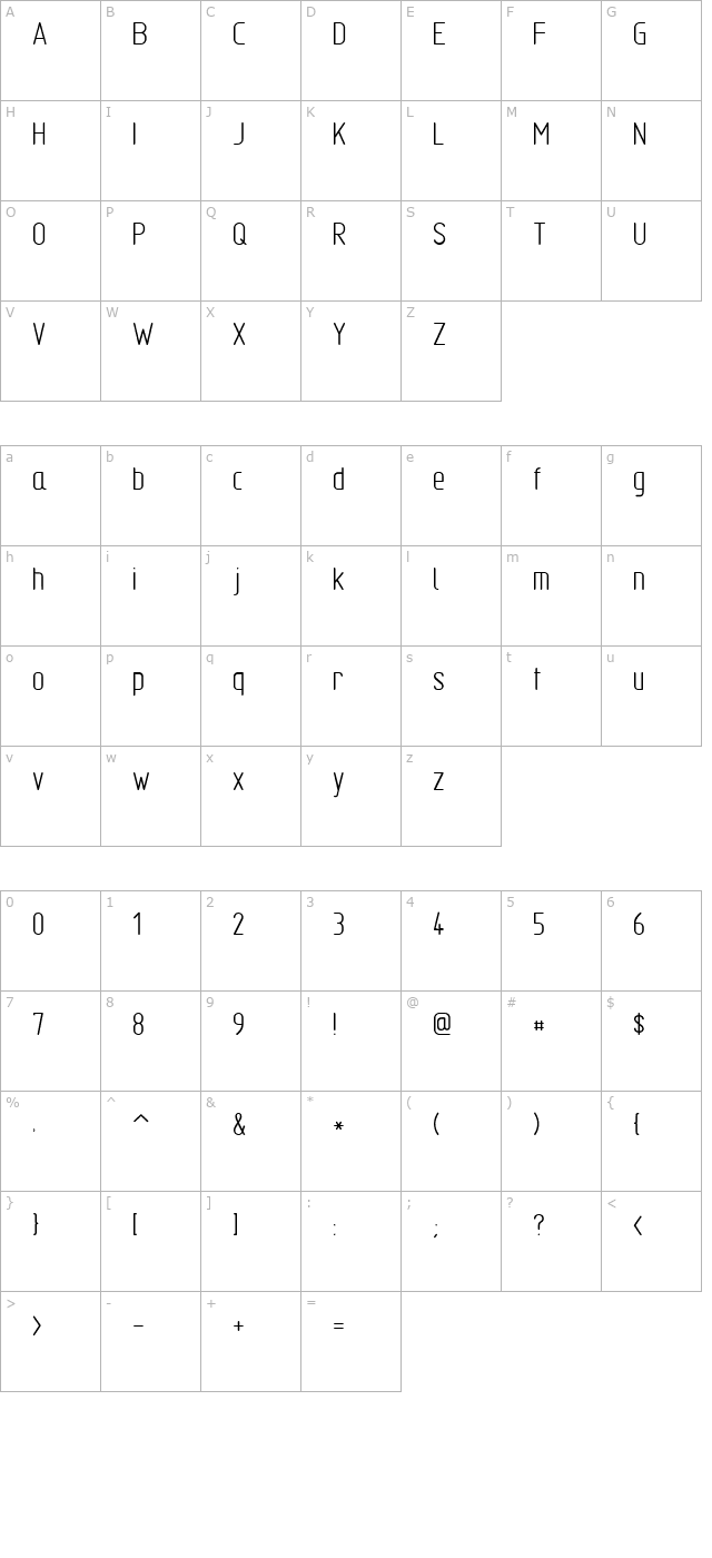 TGL 31034-1 Normal character map