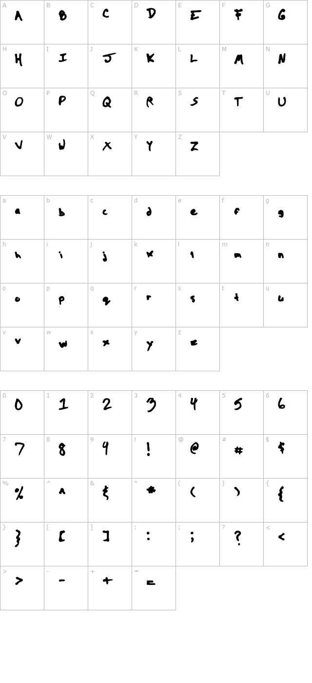 the-kool-font character map