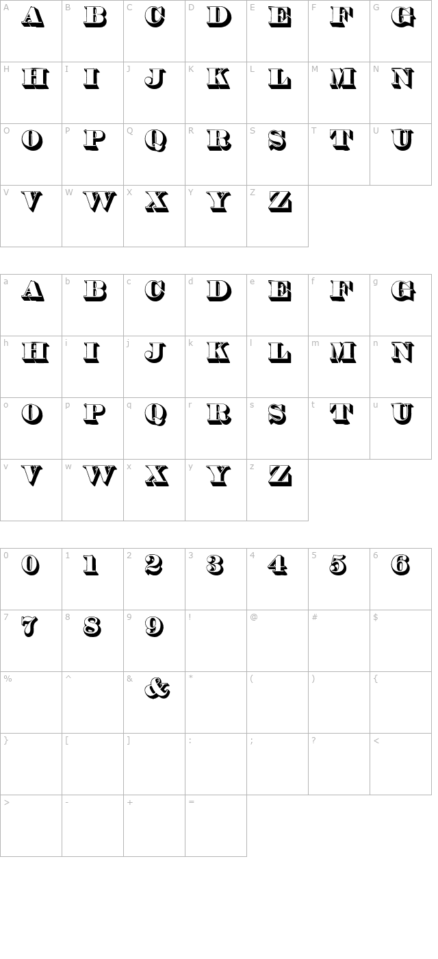 Thorne Shaded OTF character map