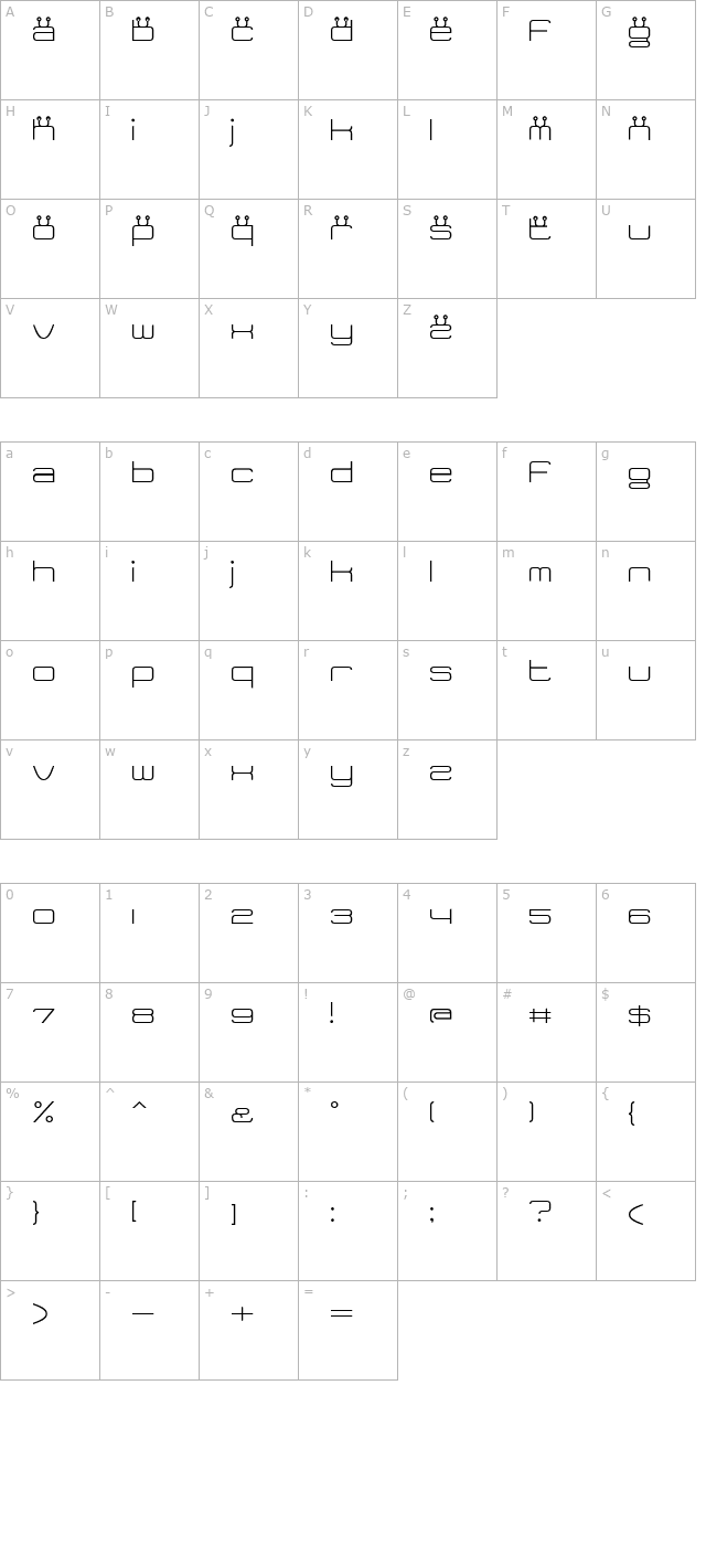 Tidy Curve TV character map