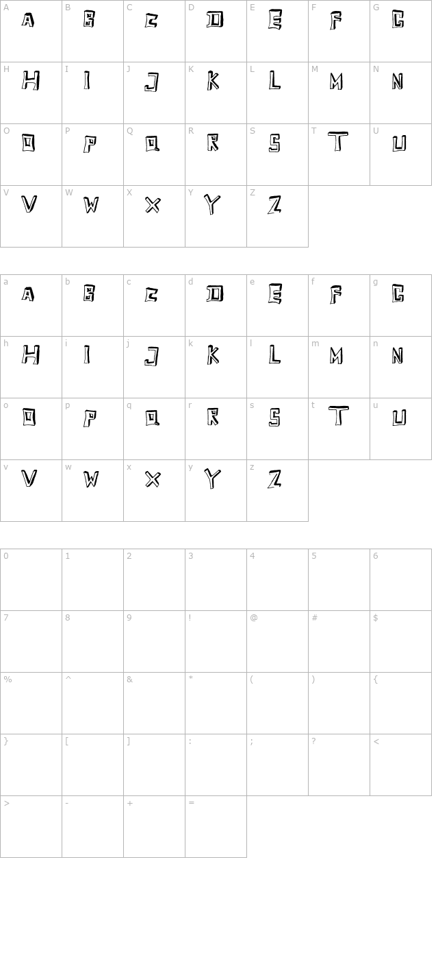 TobyFont Empty character map