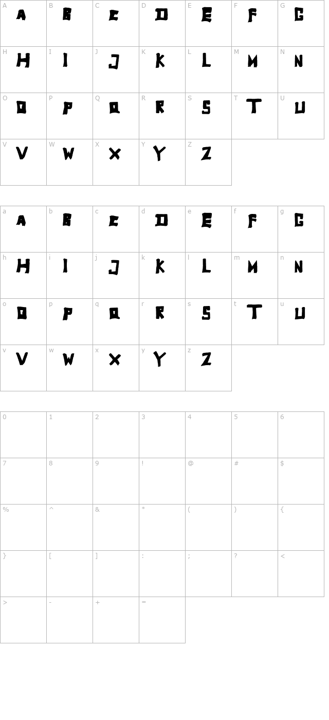 tobyfont-full character map