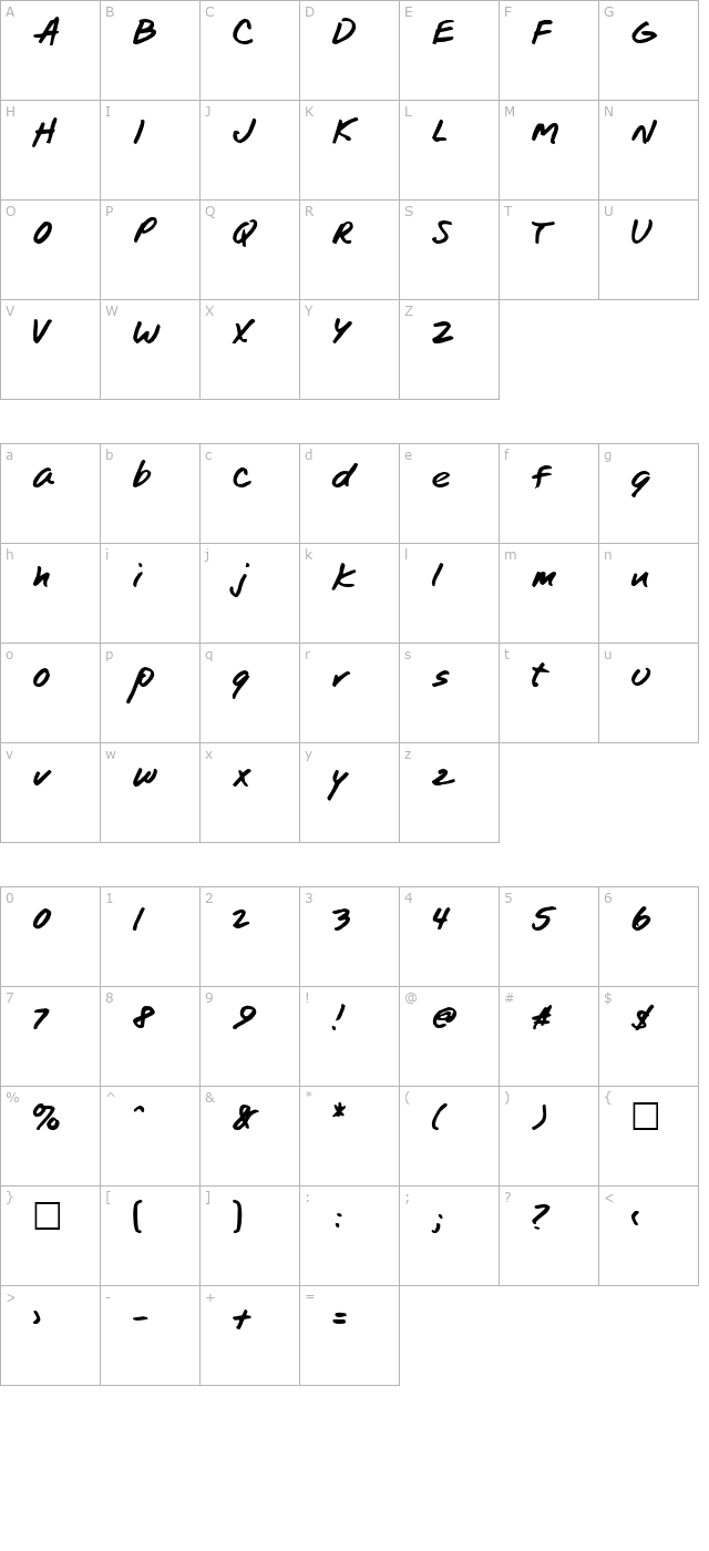 TOMSHAND character map