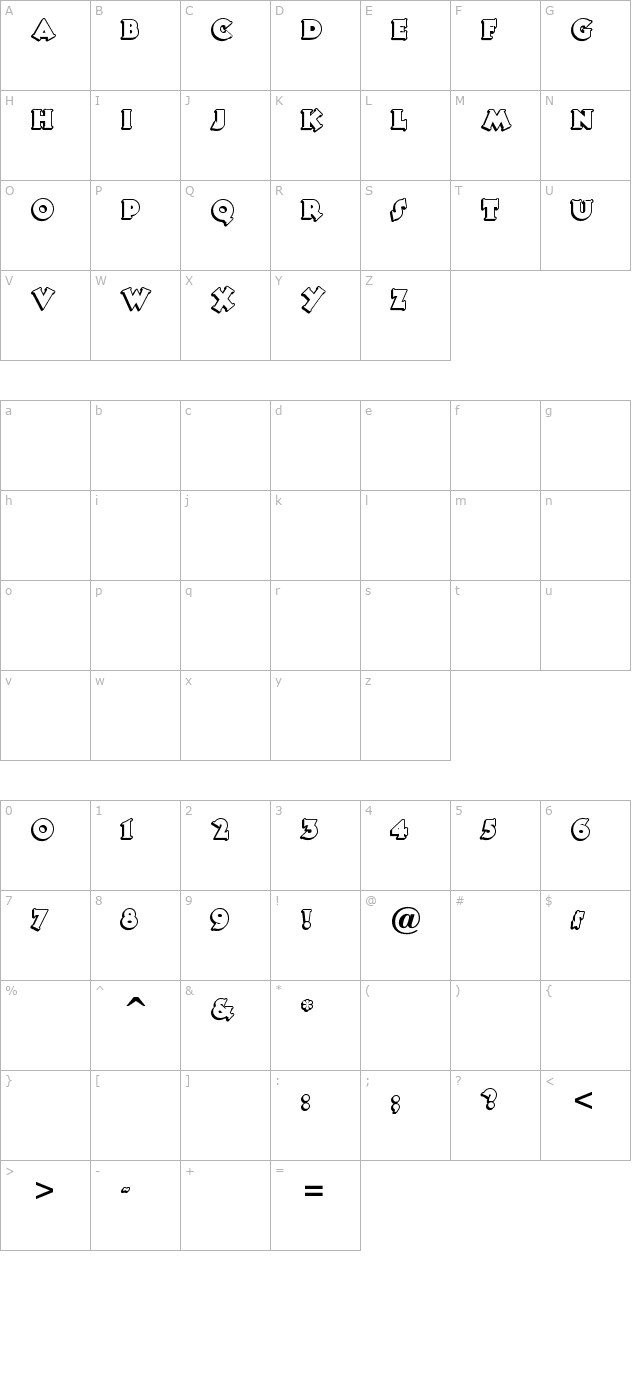 tooney-noodle character map