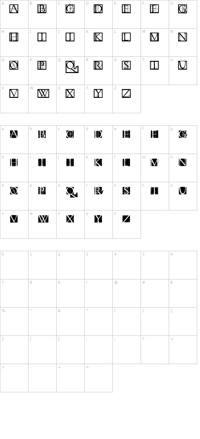 Torniello Initials character map