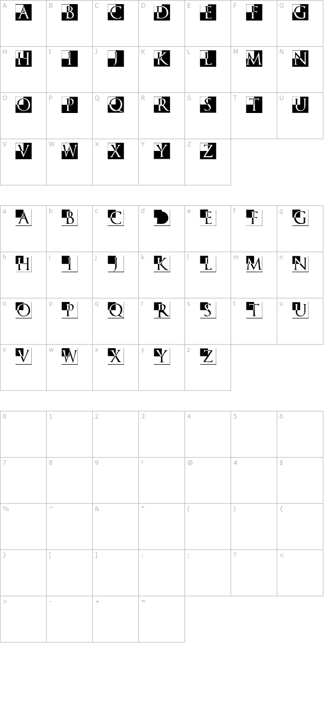 TrajanusBricksXtra character map