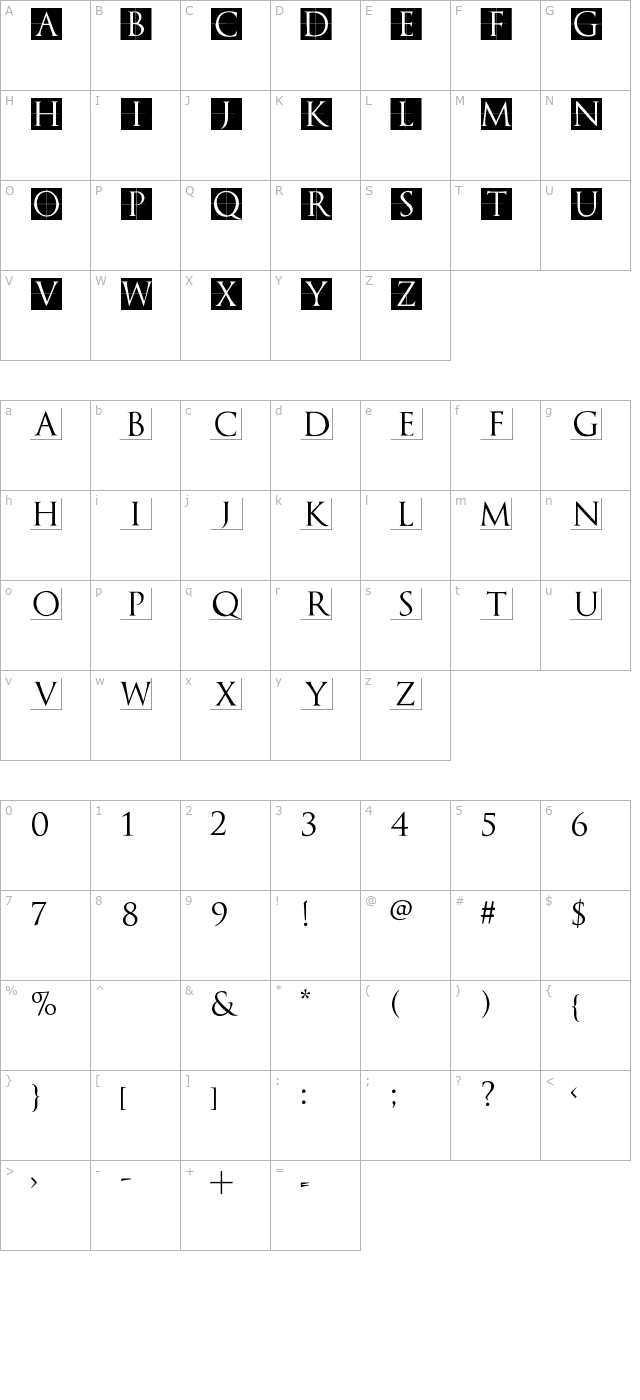 TrajanusBriX-Invers character map