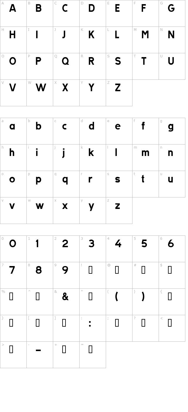 TratexSvart character map