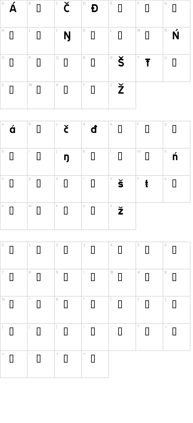 tratexsvartsamisk-svartsamisk character map