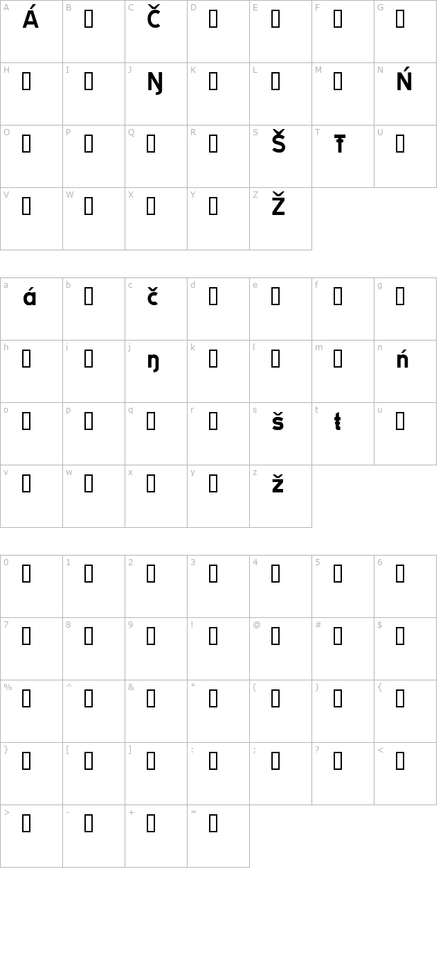 tratexvitsamisk-vitsamisk character map