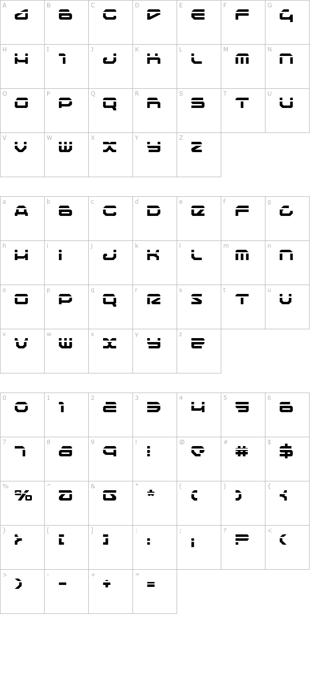 traveler-laser character map