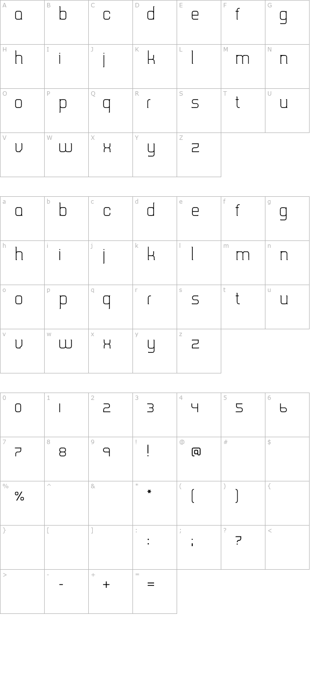 tripserif-ce-light character map