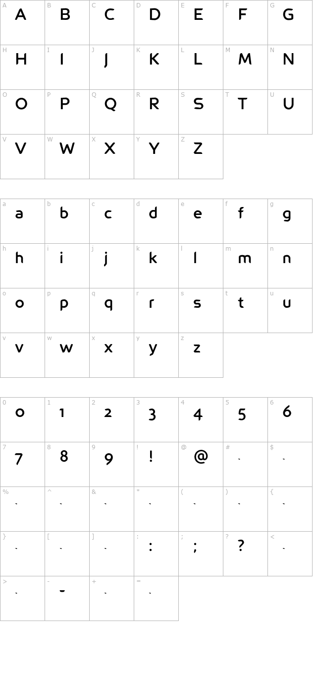 trivia-regular-otf character map