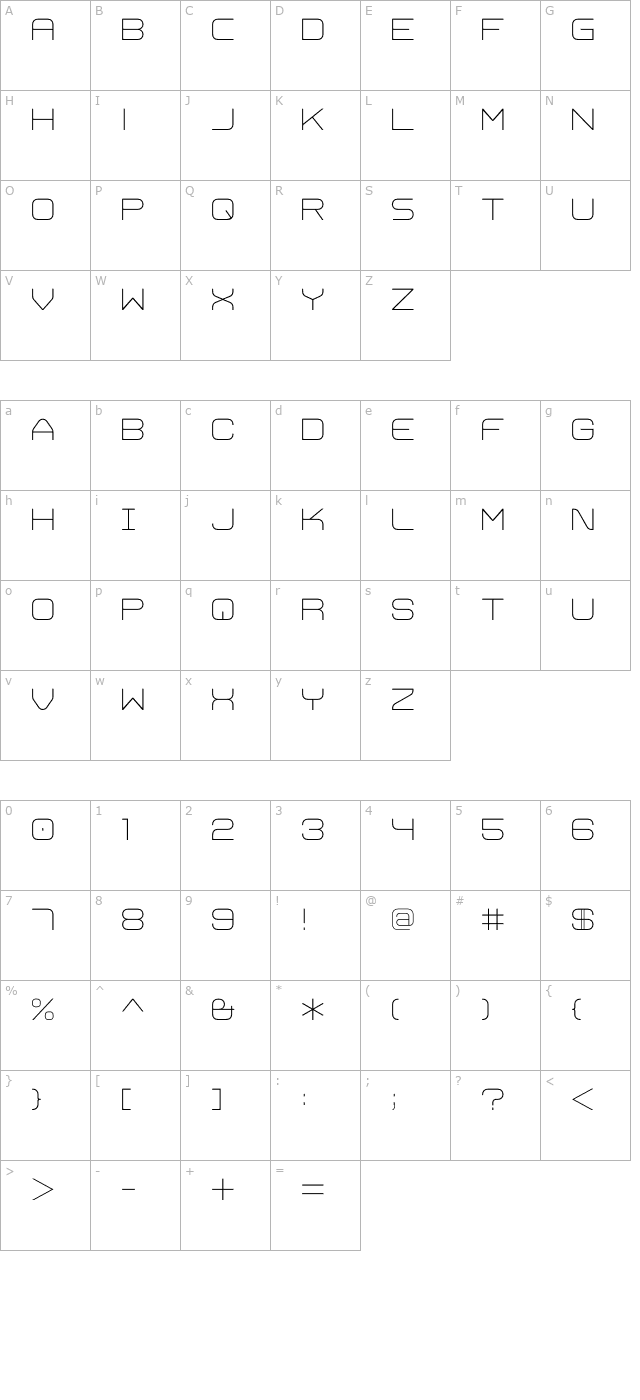 Trivial ExtraLight character map