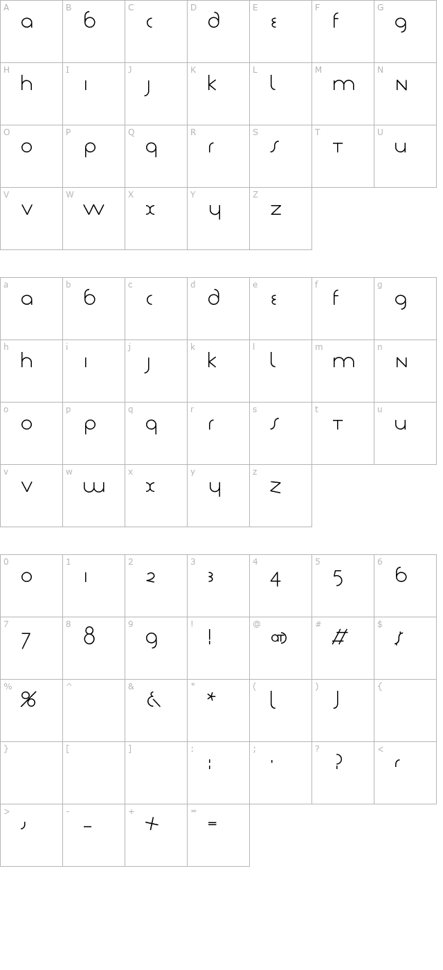 Tschich character map