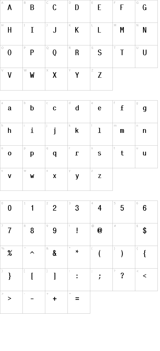 tt-kp-medium character map