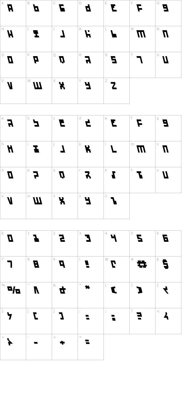 ufo-hunter-leftalic character map