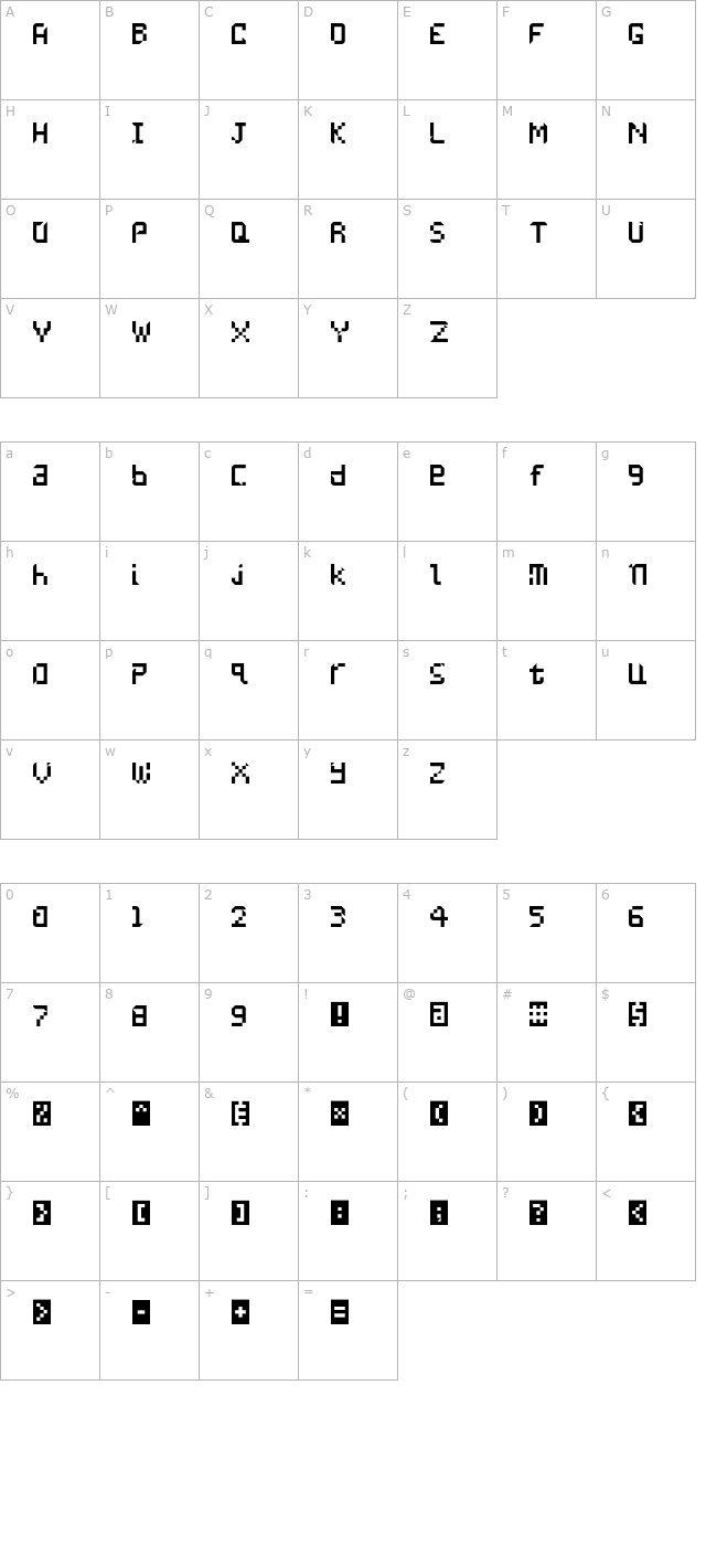 UNDATAME OTF character map