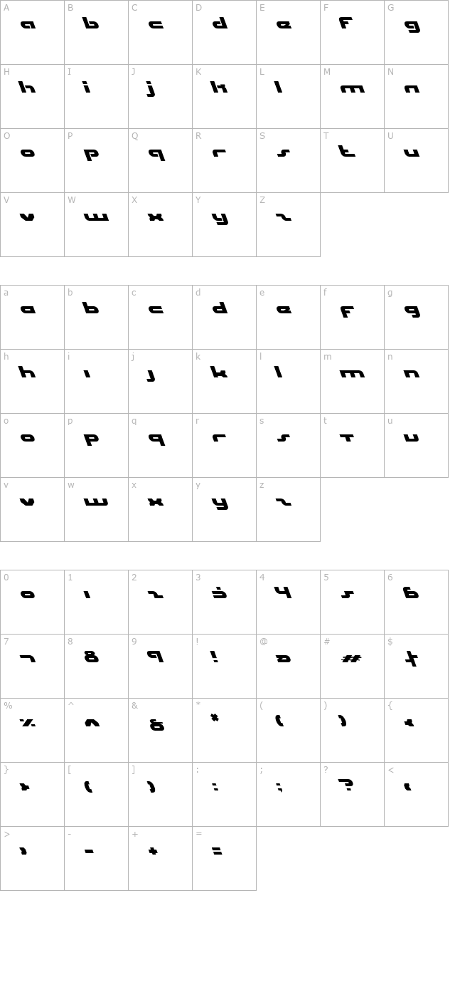 Uni-sol Leftalic character map