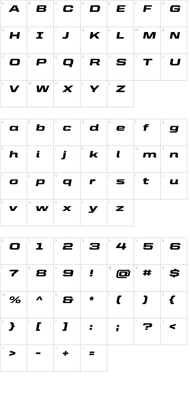 uniteditalicext-black character map