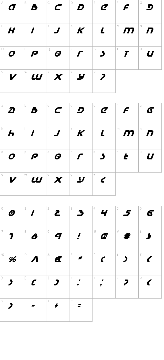 universal-jack-bold-italic character map