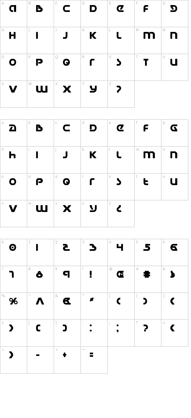 Universal Jack Bold character map